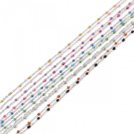 Stainless Steel Link Cable Chain Sequins Enamel