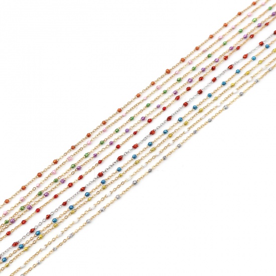 Picture of Stainless Steel Link Cable Chain Sequins Enamel 4x2mm, 1 M