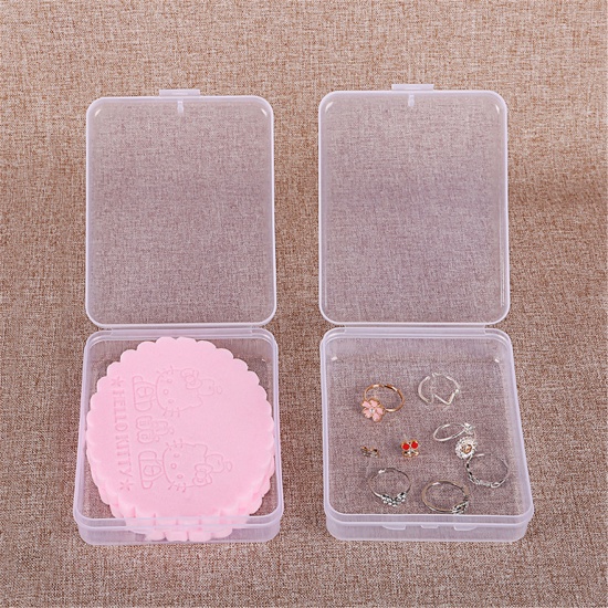 Immagine di PP Recyclable Portable Mouth Mask Storage Box Rectangle Transparent Clear 11.5cm x 9.2cm, 3 PCs
