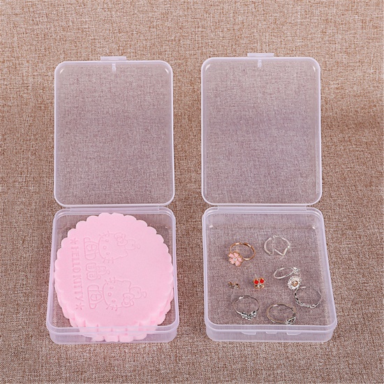 Picture of PP Recyclable Portable Mouth Mask Storage Box Rectangle Transparent Clear 11.5cm x 9.2cm, 3 PCs