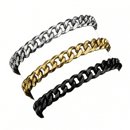 Picture of Wholesale Stainless Steel Cuban Link Chain Bracelets, Unisex Stylish Minimalist Gift Jewelry Supply