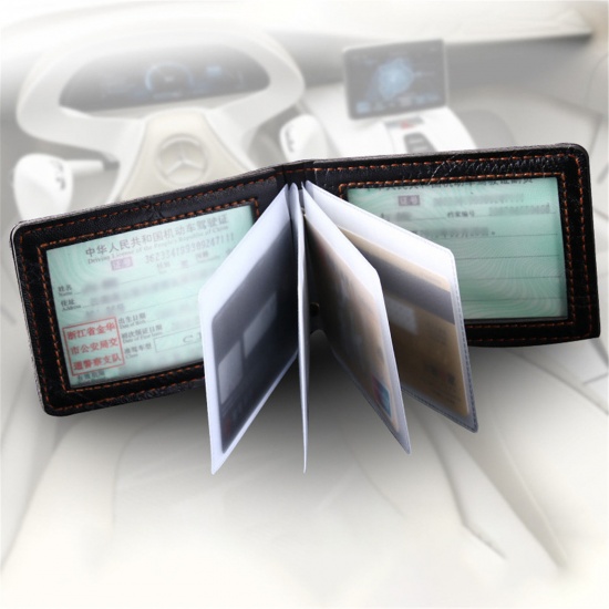 Picture of Faux Leather Driving License ID Card Holders Khaki 10cm x 7cm, 1 Piece