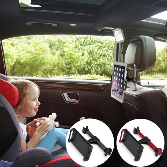 Imagen de 360°Rotation Stretch Tablet Holder for Car Back Seat Black & Red, 1 Set