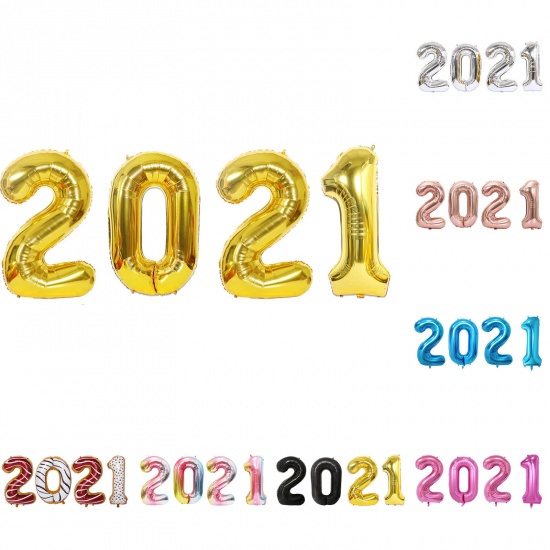 Bild von Alufolie Ballon Party Dekoration Nummer Rose gold, 2021 " 1 Set