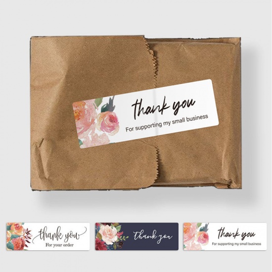 Изображение Paper DIY Scrapbook Deco Stickers Round Flower Pattern " THANK YOU "