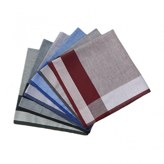 Immagine di Cotton Men's Handkerchief Square Mixed Color 43cm x 43cm, 12 PCs