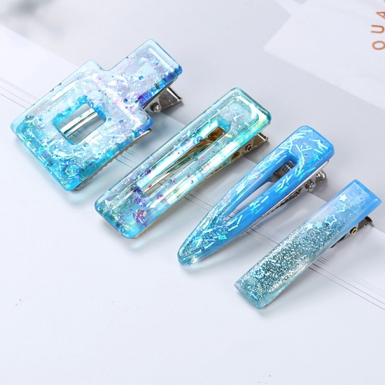 Picture of Zinc Based Alloy Hair Clips For Mold Jewelry Making Rectangle Gold Plated 1 Piece