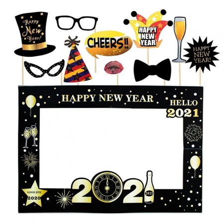 Paper Christmas New Year Picture Frame Photo Props Decorations Multicolor 1 Set ( 11 PCs/Set)