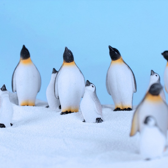 Immagine di Resina Decorazione in Miniatura Micro Paesaggio Nero & Bianco Pinguino 27mm x 22mm, 1 Pz