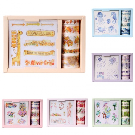 Carta Giapponese Set di Adesivi per Nastro Decorazione Artigianale DIY Ragazza Multicolore 1 Scatola