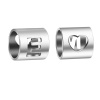 Picture of 304 Stainless Steel Beads Cylinder Silver Tone Initial Alphabet/ Capital Letter 6mm x 6mm, 2 PCs