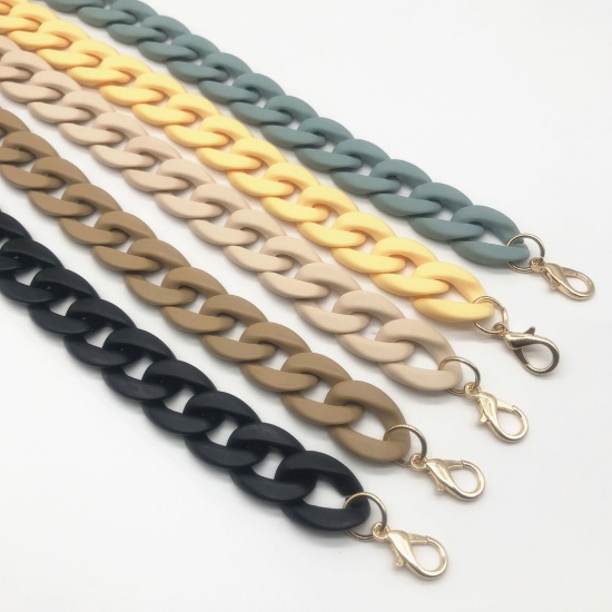Picture of Zinc Based Alloy & Acrylic Link Curb Chain Findings Purse Chain Strap Dark Steel Blue 60cm long, 1 Piece