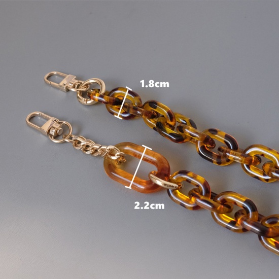 Picture of Zinc Based Alloy & Acrylic Purse Chain Strap Oval Amber 120cm long, 1 Piece