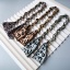 Picture of Zinc Based Alloy & Fabric Purse Chain Strap Silk Scarf Gray Leopard Print Pattern 62cm long, 1 Piece