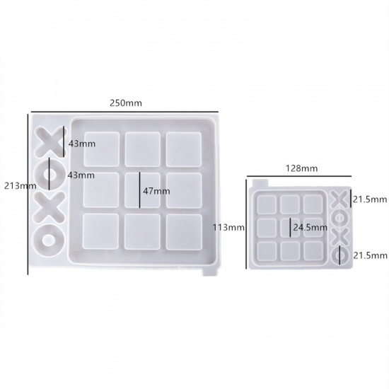 Immagine di Silicone Muffa della Resina per Gioielli Rendendo Rettangolo Ingraticciato Bianco 12.8cm x 11.3cm, 1 Pz