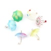 Picture of Zinc Based Alloy & Resin Charms Umbrella Gold Plated Blue Imitation Pearl 20mm x 18mm, 5 PCs