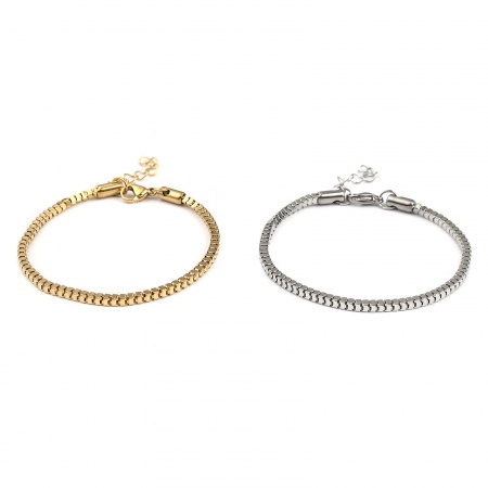 Picture of Wholesale Stainless Steel Box Chain Bracelets, Vacuum Plating, Women's Minimalist Gift Jewelry Supply