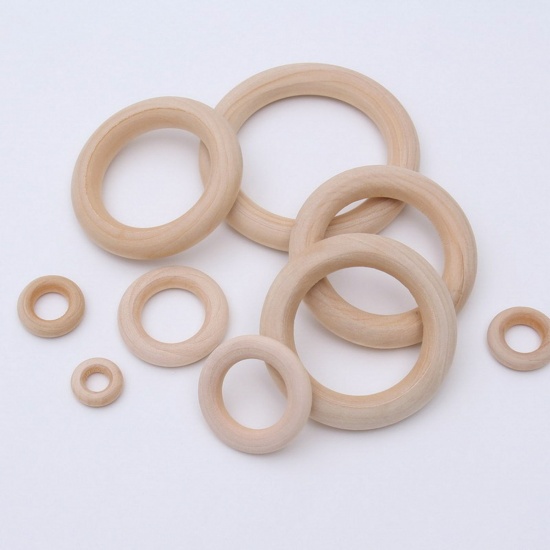 Picture of Wood Closed Soldered Jump Rings Findings Circle Ring Natural 100 PCs