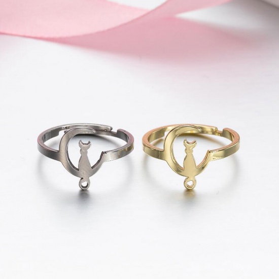 Bild von Großhandel Frauen Geschenk Einstellbar Ring, Edelstahl, Süß Schmuckbedarf, 1 Stück