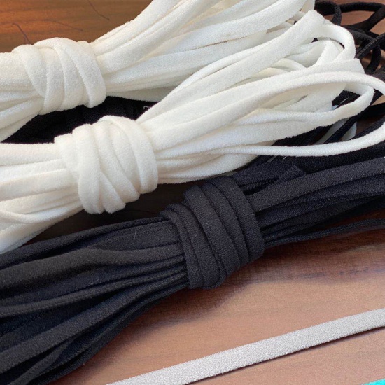 Bild von Schwarz - 5mm flaches elastisches Kordelseilband für Mundmaske Craft DIY Nähzubehör 100M, 1 Pack