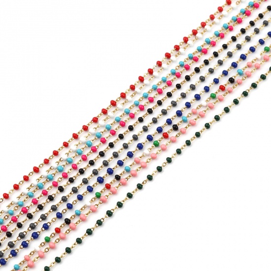 Bild von Edelstahl Gliederkette KetteZubehör Halskette Emaille 45cm lang, 1 Strang