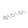 Immagine di Lega di Zinco Alternare Fermagli Cuore Tono Argento Trasparente Rhinestone 29mm x 6mm, 5 Seri