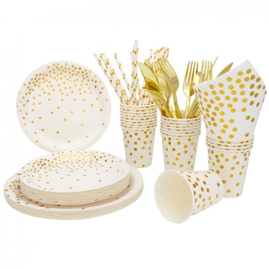 Picture of Plastic Spoon Party Tableware Golden Disposable 1 Set ( 25 PCs/Set)