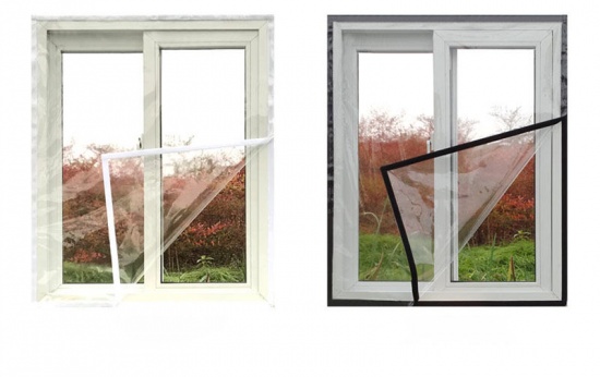 Изображение Black Adhesive Velcro Thickened Windproof Winter Warm Transparent TPU Curtains Window Sealing Insulation Film 160x240cm, 1 Piece