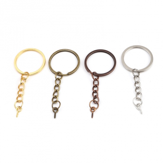 Picture of Zinc Based Alloy Keychain & Keyring Antique Copper Circle Ring 67mm x 27mm, 20 PCs