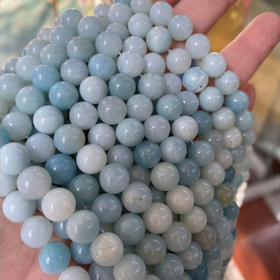 Immagine di (Grado A) Amazzonite ( Naturale ) Perline Tondo Blu Chiaro 39cm - 38cm Lunghezza, 1 Filo