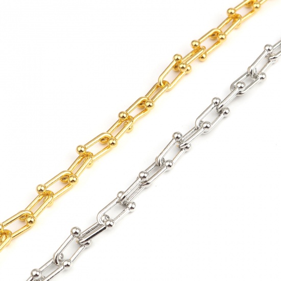 Picture of Zinc Based Alloy Link Chain Findings Gold Plated U-shaped 15x9mm, 1 M
