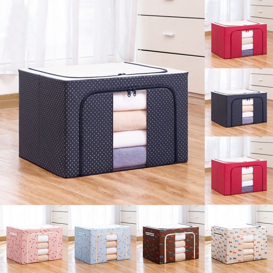 Picture of Gray - 72L Clothes Quilt And Sundries Dustproof Waterproof Foldable 4 Steel Frame Oxford Cloth Storage Box 50x40x36cm, 1 Piece