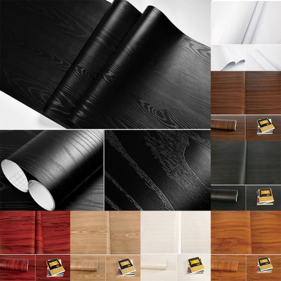 Picture of Brown - 3D Wood Grain Texture Waterproof Thick Self-Adhesive PVC Wallpaper Sticker 100x60cm