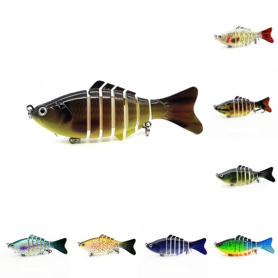 Picture of Black - 10cm Fishing Lures Bass Trout Multi Jointed Swimbaits Slow Sinking Swimming Lifelike Sharp Hook, 1 Piece