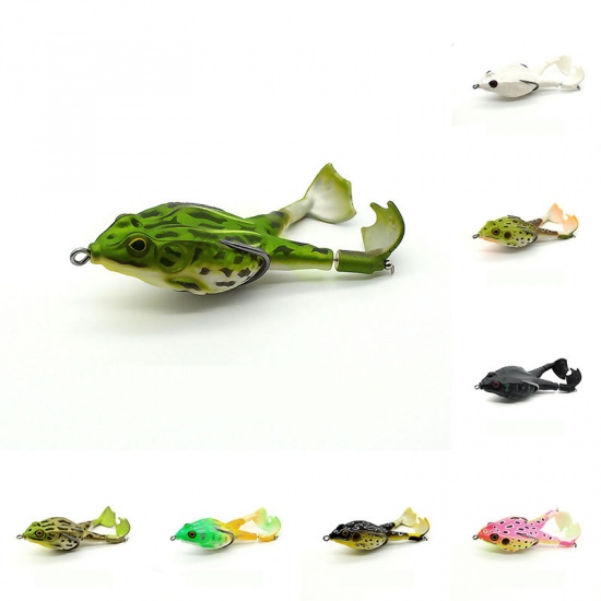 Imagen de Green - 9cm Propeller Frog Silicone Soft Baits Lure Jigging Fishing Prop Artificial Wobblers, 1 Piece