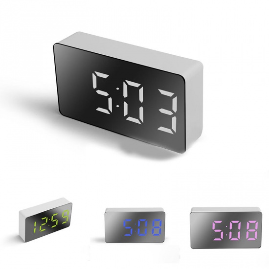 Immagine di LED Multifunctional Mirror Clock Digital Alarm Snooze Display Time Night LCD Light Table Desktop USB 5v/No Battery Home Décor