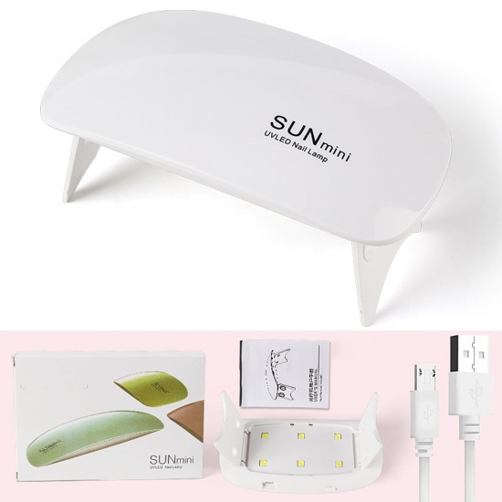 Picture of PU & Plastic Nail Phototherapy Machine Art Tools Pink LED Light Up Portable And Foldable 6 Lamp Beads 13.1cm x 6.7cm, 1 Piece