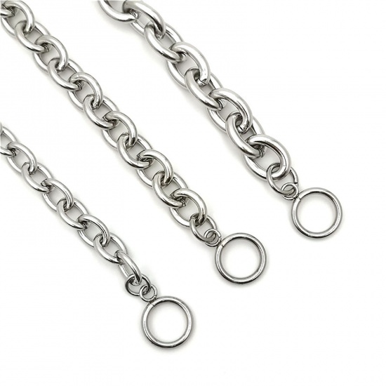 Picture of Stainless Steel Link Chain Findings Bracelets Silver Tone 21cm(8 2/8") long, 1 Piece