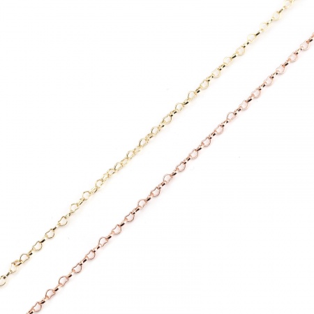 Brass Link Chain Necklace Heart 18K Rose Gold Plated 46.2cm(18 2/8") long, Chain Size: 3x2mm, 1 Piece