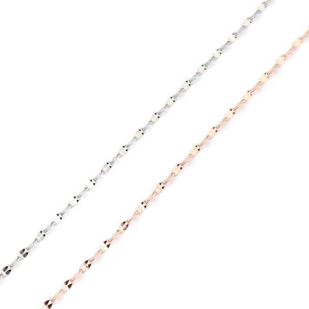 Brass Link Chain Necklace Oval 18K Platinum Filled 40.5cm(16") long, Chain Size: 4x2mm, 1 Piece
