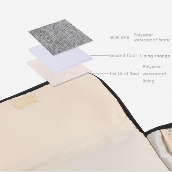 Picture of French Gray - Waterproof Portable Multifunction Diaper Changing Bag Pad Baby Mom Clean Hand Folding Mat Infant Care Products 33.5x21x1cm, 1 Piece
