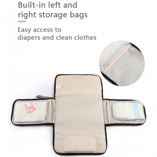 Immagine di French Gray - Waterproof Portable Multifunction Diaper Changing Bag Pad Baby Mom Clean Hand Folding Mat Infant Care Products 33.5x21x1cm, 1 Piece