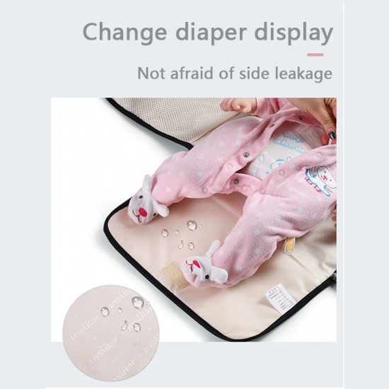 フレンチグレー-防水ポータブル多機能おむつ交換バッグパッドベビーママクリーンハンド折りたたみマット幼児ケア製品33.5x21x1cm、1個 の画像