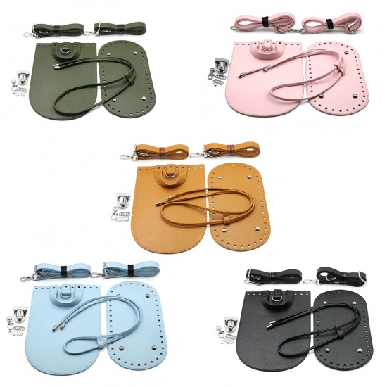 Picture of PU Leather DIY Handmade Craft Materials Accessories For Making Backpack Bag Silver Color 1 Set ( 7 PCs/Set)
