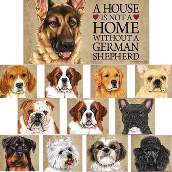 ベージュ- House Is Not A Home Without A Frenchie 11長方形ポプラ木製犬ペットぶら下げ装飾ドアサインプラーク20x10cm、1個 の画像