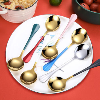 Picture of Pink - Gold Plated Kitchen Tableware 304 Stainless Steel Fruit Fork 13x2.3cm, 1 Piece