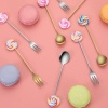 Immagine di Multicolor - Gold Plated Creative Cute Lollipop 304 Stainless Steel Dessert Spoon 14x2.5cm, 1 Piece