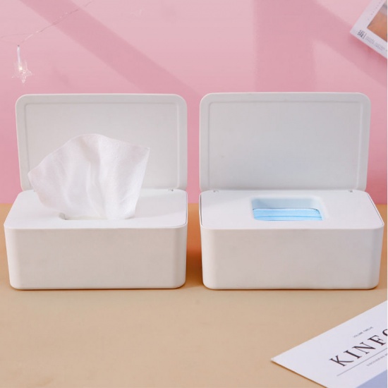 Picture of Blue - Dustproof Detachable Sealed Storage Box With Lid For Masks Wipes Napkin 19x12.3x7cm, 1 Piece