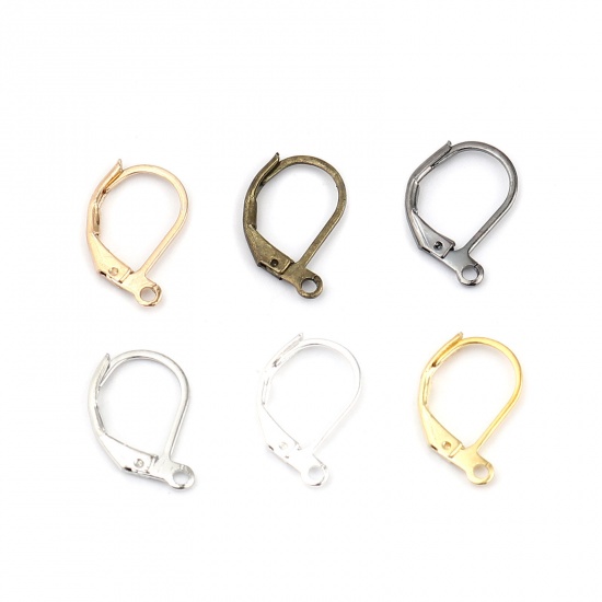 Picture of Brass Ear Clips Earrings Oval W/ Loop 15mm x 10mm, Post/ Wire Size: (21 gauge), 1 Packet (Approx 20 PCs/Packet)                                                                                                                                               