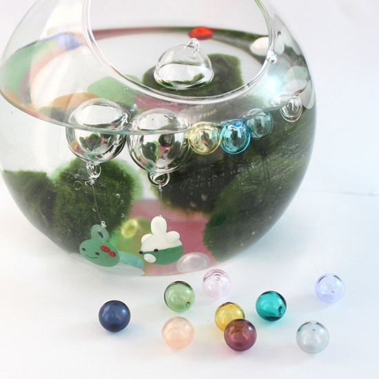 Bild von M/Öse Mikrolandschafts-Miniaturdekoration Glas Glaskugel Flasche Für Ohrring Ring Halskette Rund Grün Puppe 20mm 14mm, 1 Set 2 PCs/Set